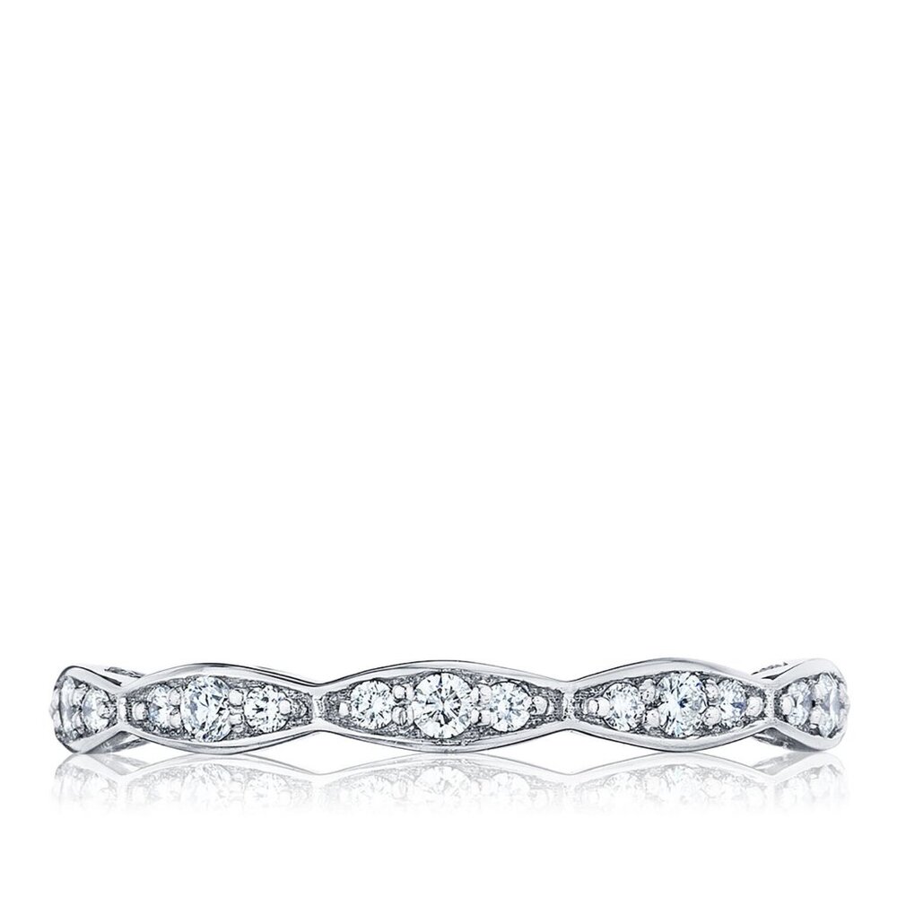 Tacori Platinum Sculpted Crescent Marquise Design Diamond Wedding Band